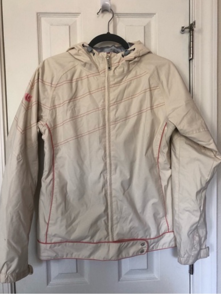 Burton Cream Hooded Snowboard Jacket With Pink Piping